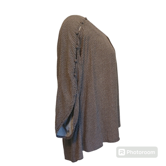 MAEVE ANTHROPOLOGIE 3/4 SLEEVE BRAXTON BROWN POLKA DOT BLOUSE SIZE MEDIUM - Picture 3 of 10